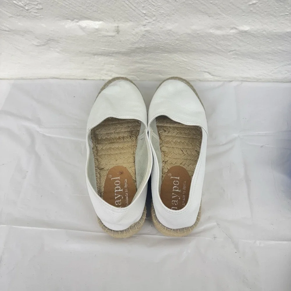 Maypol White Leather Espadrille Shoes Sz. 39. Us 8.5‎ Summer Spring Easter